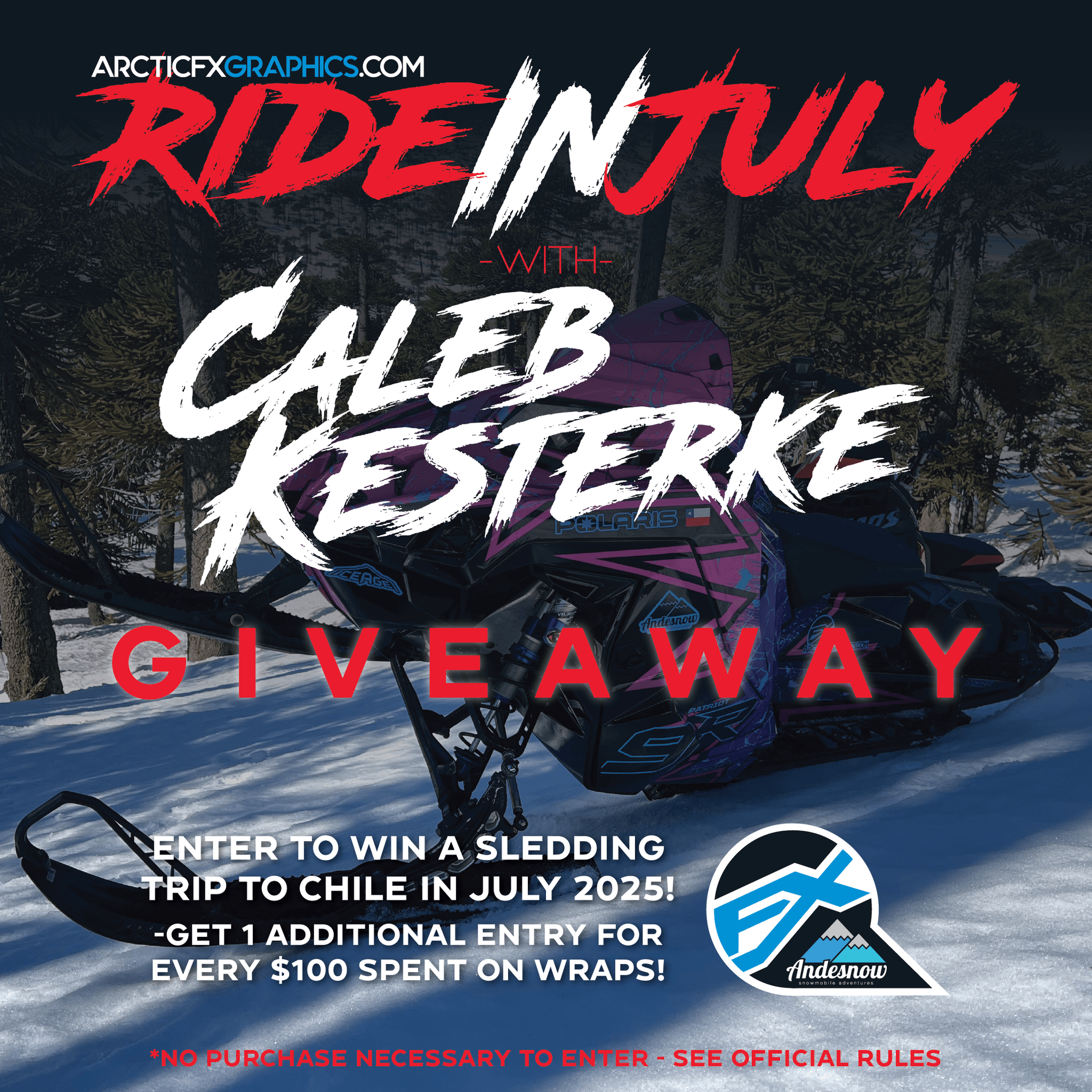 Ride In July With Caleb Kesterke Giveaway - Click to enter then every $100 spent on website is an additional entry